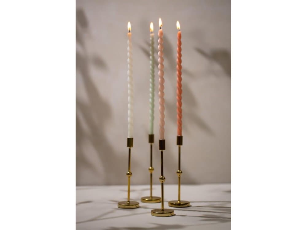 Rustik Lys Dinerkaars Slim Swirl Wit 2 stuks - potloodkaars