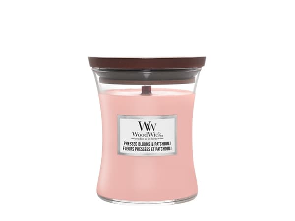 WoodWick Pressed Blooms & Patchouli Medium Jar, Rund, Rosa, 1 stykker