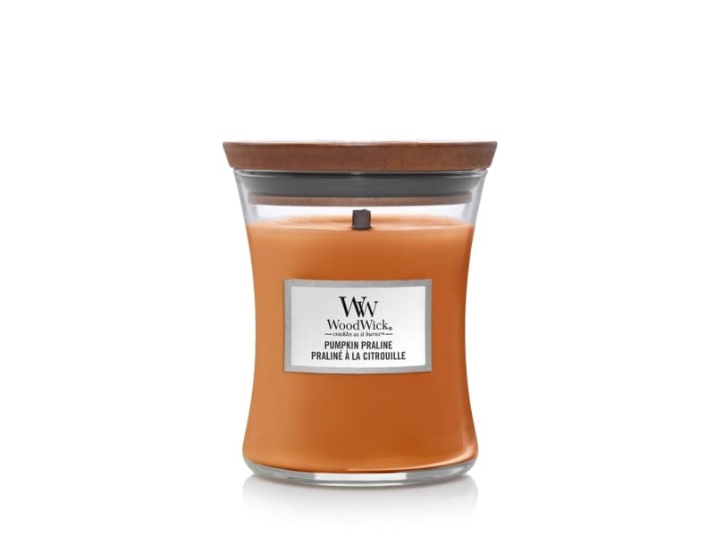 WoodWick Pumpkin Praline, Cylinder, Brun, Anis, Kanel, Ingefära, Mjölk, Muskot, Pumpa, Vanilj, 1 styck