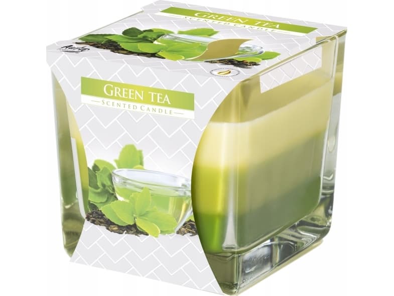 Bispol Scented three-color glass candle BISPOL 32H GREEN TEA