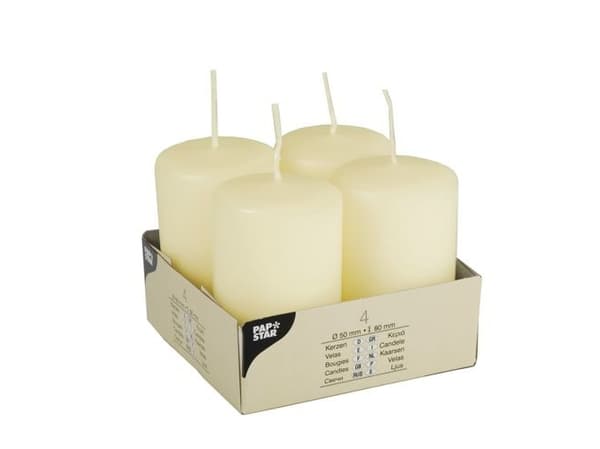 Papstar 15361, Cylinder, Elfenben, 16 timer, 4 stykker