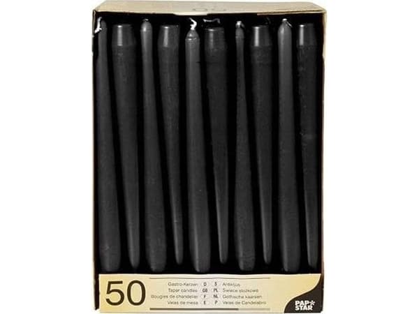 Papstar 10392, Rund, Sort, 7 timer, 50 stykker