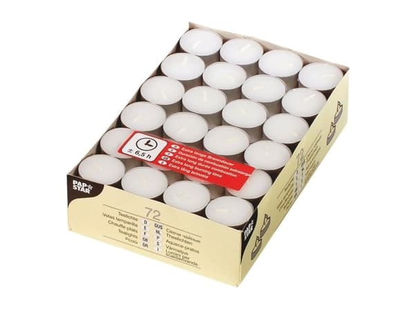 Papstar 15230, Cylinder, Hvit, 6,5 timer, 72 stykker