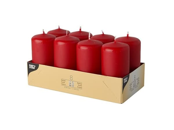 Papstar 17987, Cylinder, Rød, 16 timer, 8 stykker