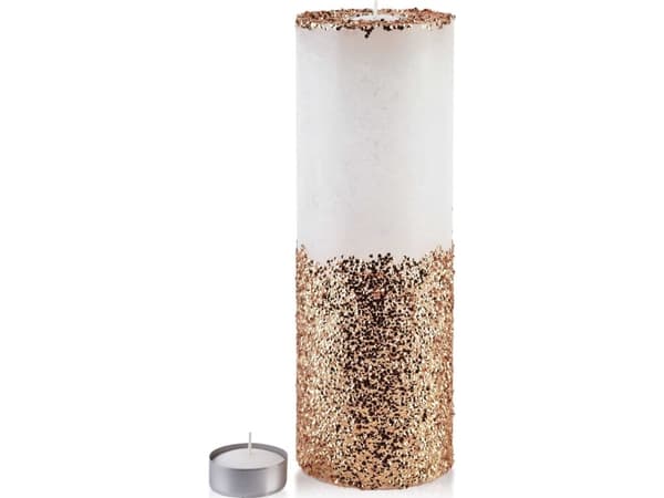 Affek Design LYSLAMPESYLINDER 120X360 HVIT DIAMANT GULL KRYSTALER