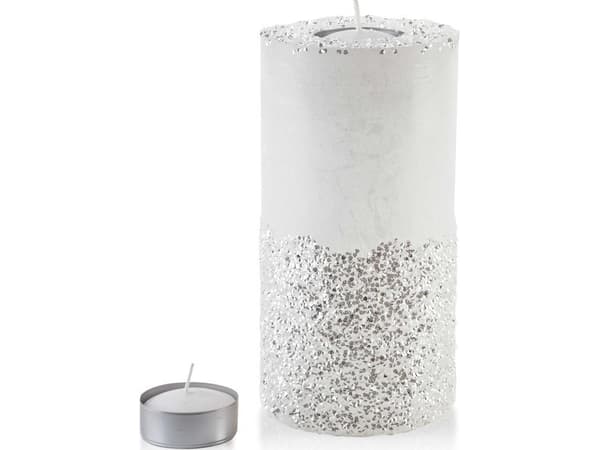 Affek Design LYSLAMPE SYLINDER 120X240 HVIT DIAMANT SØLVKRYSTALER