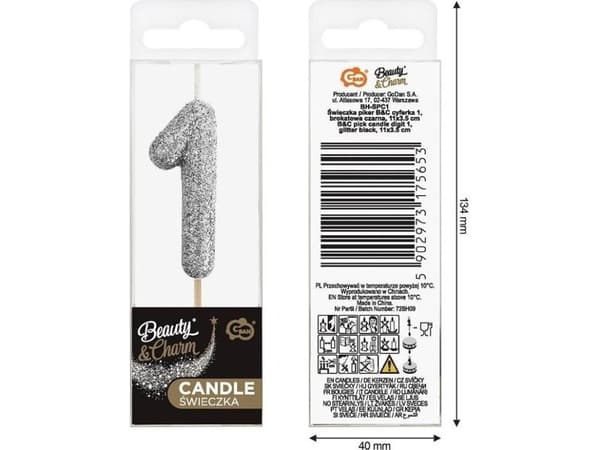 Lysplukker 1 sort glitter 11x3,5 cm
