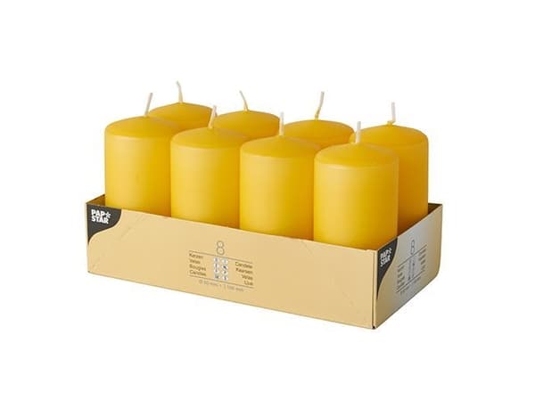 Papstar 17986, Cylinder, Gult, 16 timer, 8 stykker