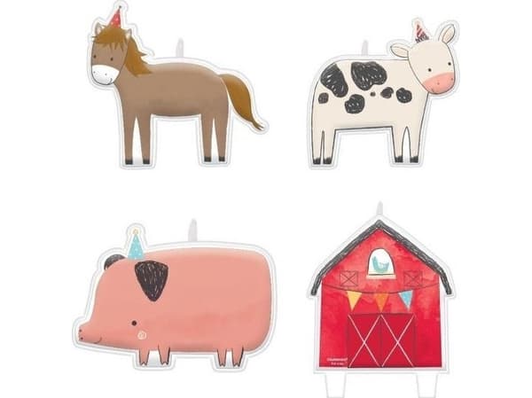 Barnyard Födelsedag figur ljus 4 st.
