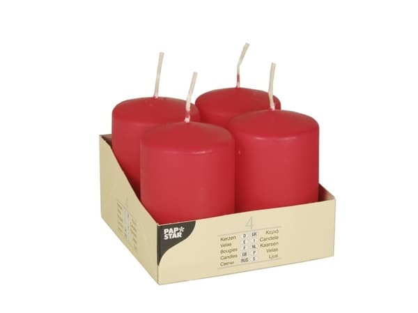 Papstar 10490, Cylinder, Rød, 16 timer, 4 stykker