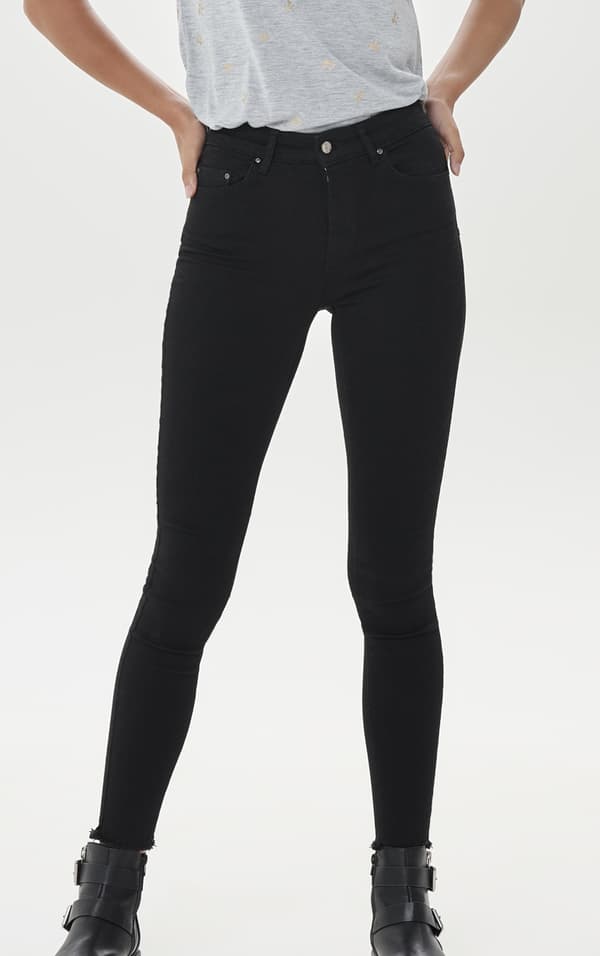 Only - onlBlush Sk Ank Raw Jeans REA2343 Svart XS/34
