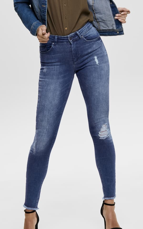 Only - onlBlush Ank Raw Jeans REA2077 Mellanblå XL/30