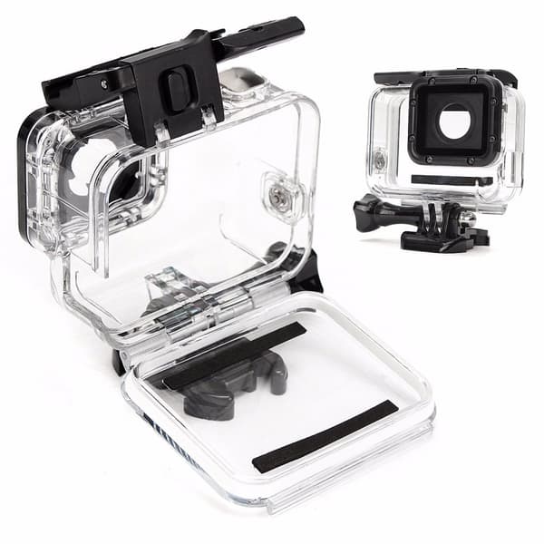 Suojakotelon kotelon kuoren puoli avattu Gopro Hero 5 mustalle kameralle
