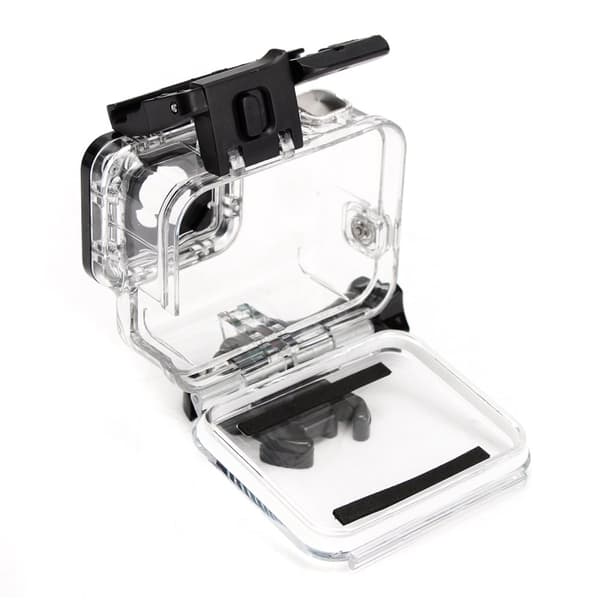 Suojakotelon kotelon kuoren puoli avattu Gopro Hero 5 mustalle kameralle