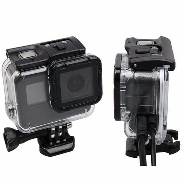 Suojakotelon kotelon kuoren puoli avattu Gopro Hero 5 mustalle kameralle