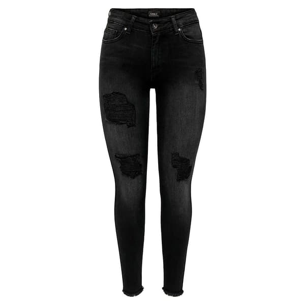 Only Jeans Med Mid Midja Blush Skinny Raw Ankle Dest Tai099 Svart XL / 32 Kvinna