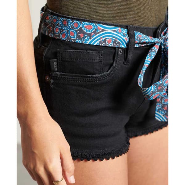 Superdry Jeansshorts Lace Hot Svart 26 Kvinna