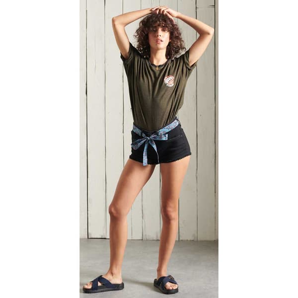 Superdry Jeansshorts Lace Hot Svart 26 Kvinna