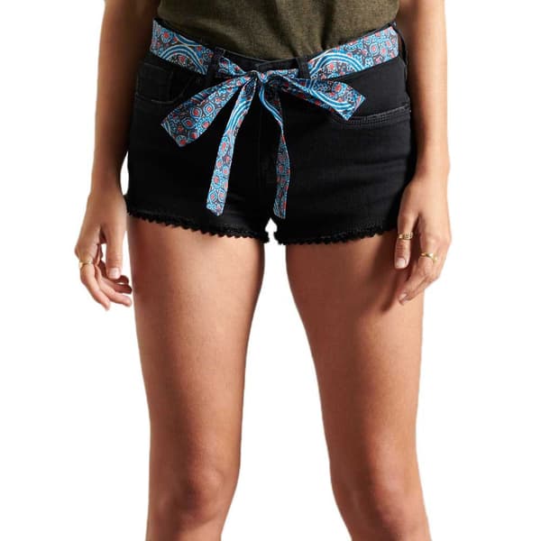 Superdry Jeansshorts Lace Hot Svart 26 Kvinna