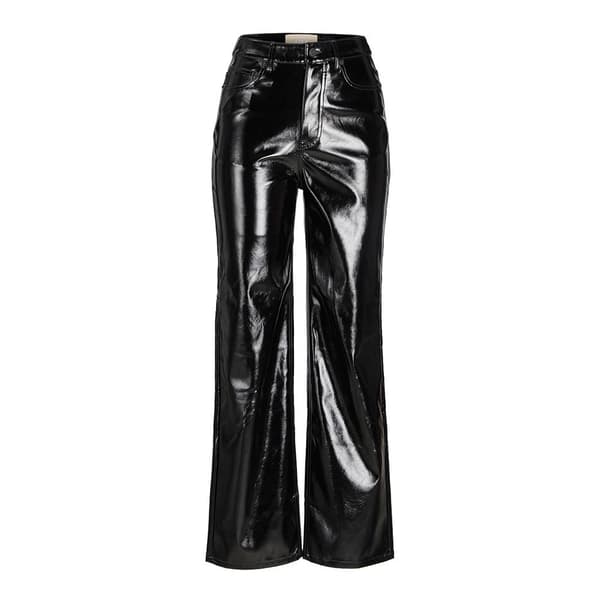 Jack & Jones Byxor Kenya Straight Faux Leat High Waist Svart S Kvinna