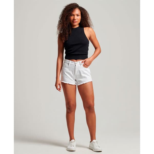 Superdry Shorts Studios High Rise Denim Hvid 28 Kvinde