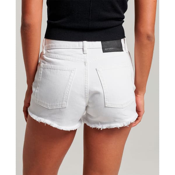Superdry Shorts Studios High Rise Denim Hvid 28 Kvinde