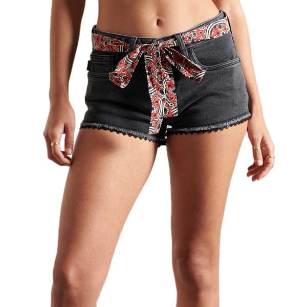 Superdry Jeansshorts Lace Hot Svart 28 Kvinna