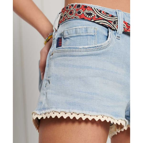 Superdry Jeansshorts Lace Hot Blå 26 Kvinna