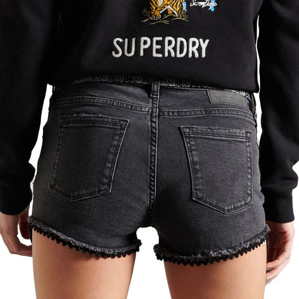 Superdry Jeansshorts Lace Hot Svart 28 Kvinna