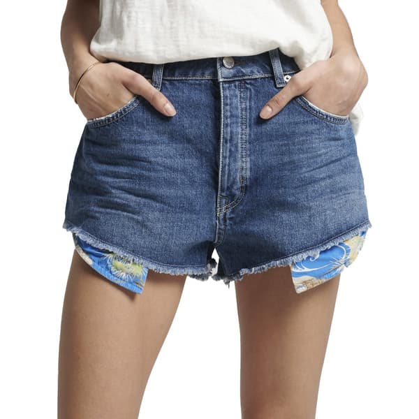 Superdry Jeansshorts Vintage High Rise Blå 32 Kvinna