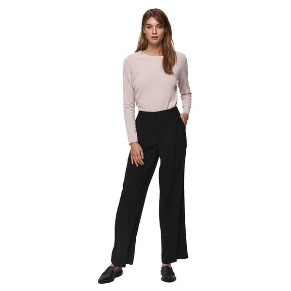 Selected Byxor Tinni Mid Waist Wide Svart 38 Kvinna