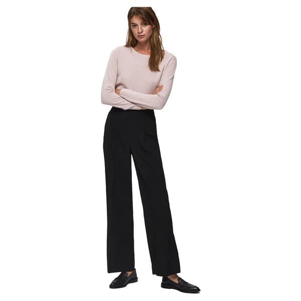 Selected Byxor Tinni Mid Waist Wide Svart 38 Kvinna