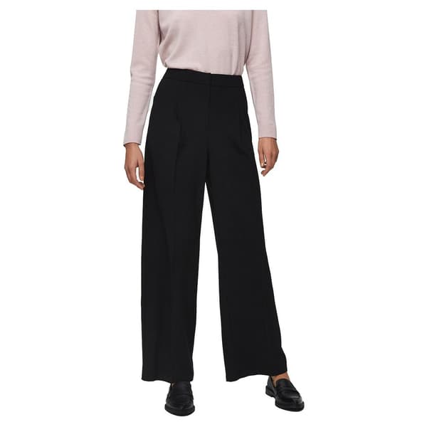 Selected Byxor Tinni Mid Waist Wide Svart 38 Kvinna