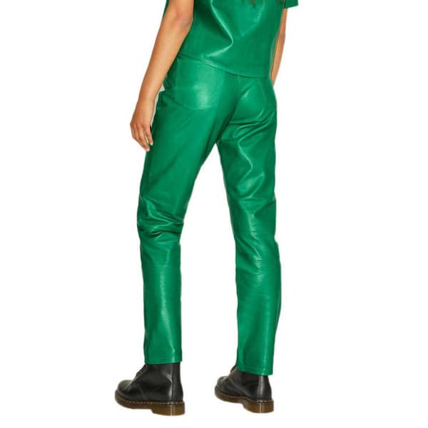 Jack & Jones Bukser Med Høj Talje Grace Straight Leather Grøn L Kvinde