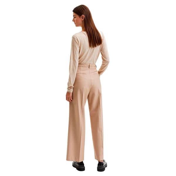 Selected Klänning Byxor Hög Midja Elinna B Wide Beige 38 Kvinna