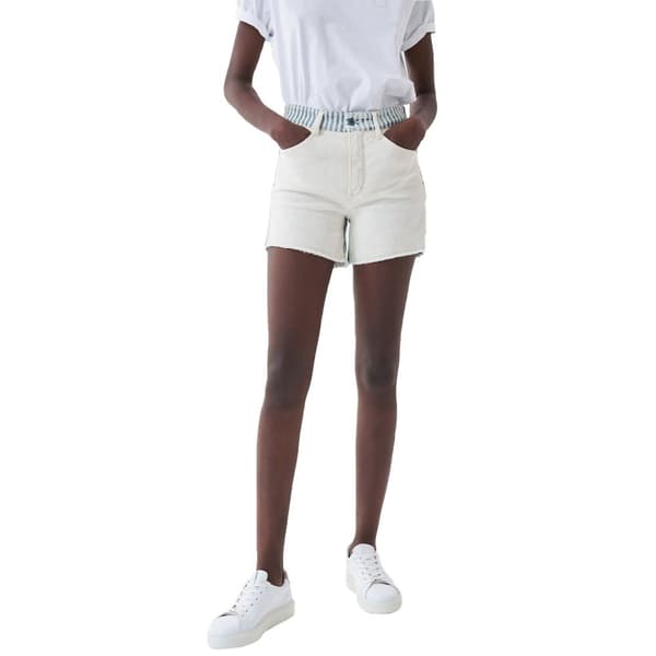 Salsa Jeans Farkkushortsit Glamour Raw With Stripes Valkoinen 28 Nainen
