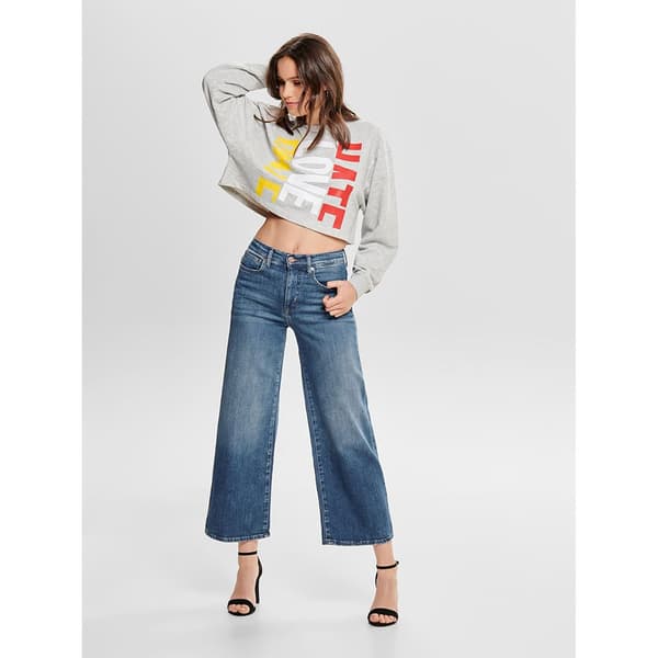Only Jeans Med Hög Midja Madison Wide Cropped Blå 25 / 32 Kvinna