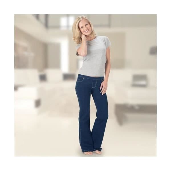 Denimbyxor med hög midja - För kvinnor Storlek - M - Blå - Vanliga