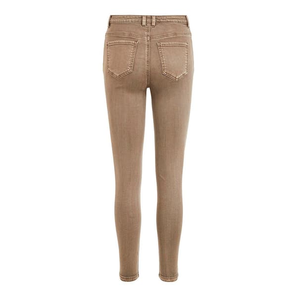 Vila Vanliga Midjejeans Skinny Amy Beige M Kvinna