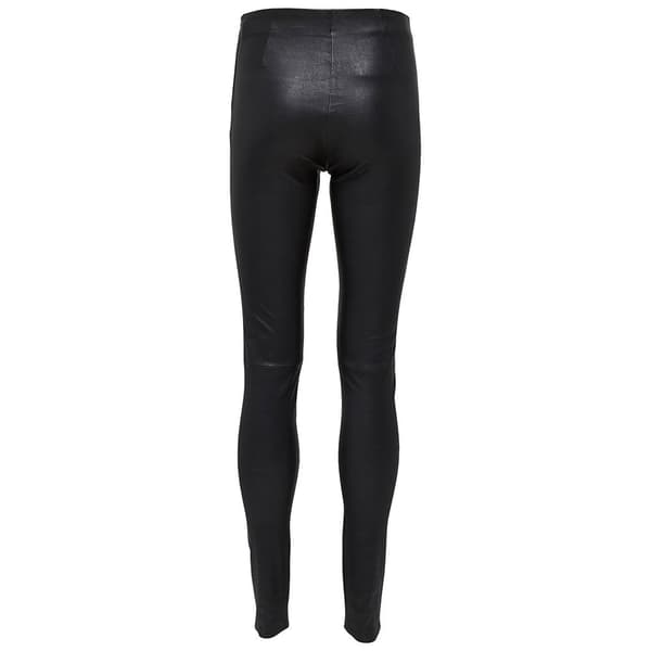 Selected Sylvia Mid Waist Leggings Stretch Leather Sort 42 Kvinde