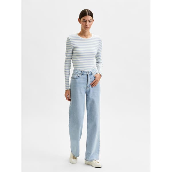 Selected Jeans Med Hög Midja Alice Wide Lon Sky Blå 31 / 32 Kvinna