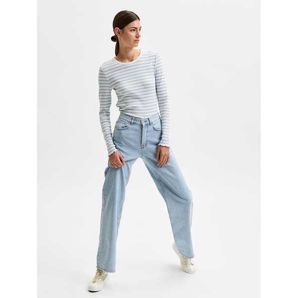 Selected Jeans Med Hög Midja Alice Wide Lon Sky Blå 31 / 32 Kvinna