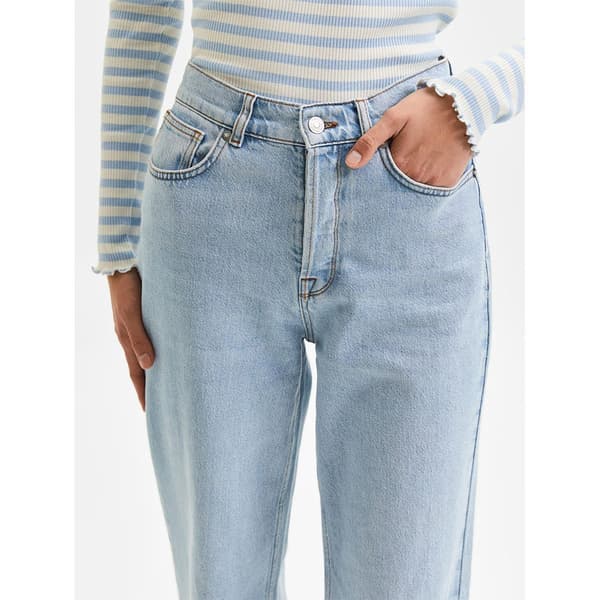 Selected Jeans Med Hög Midja Alice Wide Lon Sky Blå 31 / 32 Kvinna