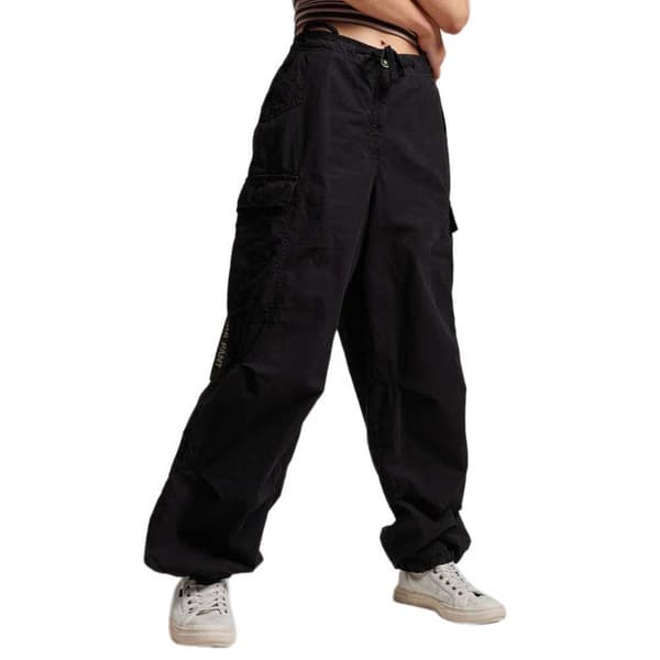 Superdry Vanliga Midjebyxor Vintage Baggy Parachute Svart M-L Kvinna