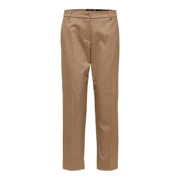 Selected Byxor Ria Mid Waist Cropped Brun 36 Kvinna
