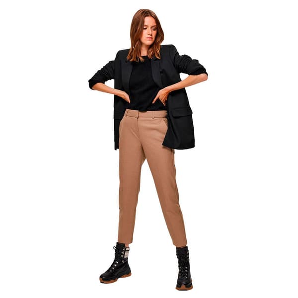 Selected Byxor Ria Mid Waist Cropped Brun 36 Kvinna