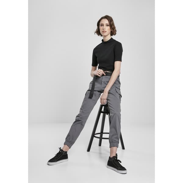 Urban Classics Bukser High Waist Cargo Grå 29 Kvinde