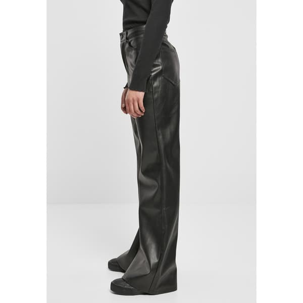 Urban Classics Bukser Bredt Ben Faux Leather Sort 27 Kvinde
