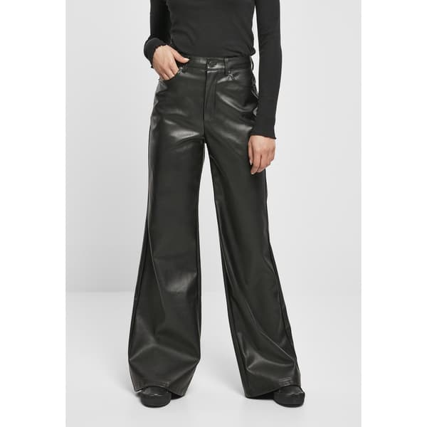 Urban Classics Bukser Bredt Ben Faux Leather Sort 27 Kvinde