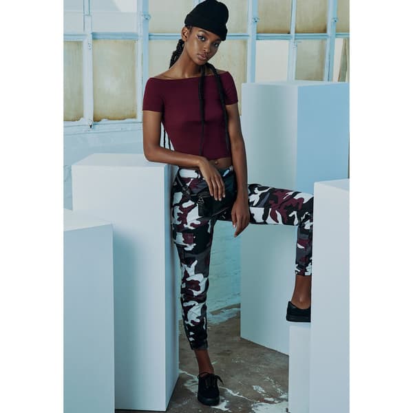 Urban Classics Byxor Waist Cargo Röd 26 Kvinna
